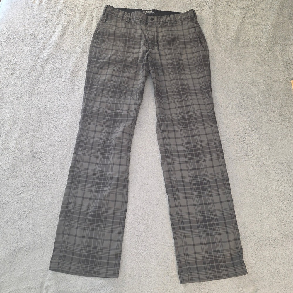 Nike Golf Tour Performance Dri-FIT Grey Plaid Pants 34x34 509741-010 Mens